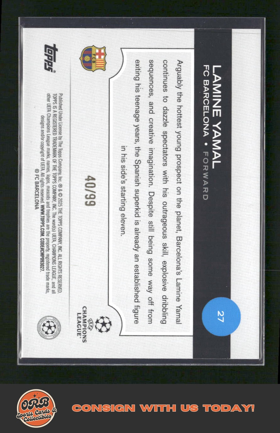 Lamine Yamal 2024-25 Topps UEFA Club Competitions #27 Green Foilboard #/99 - Back