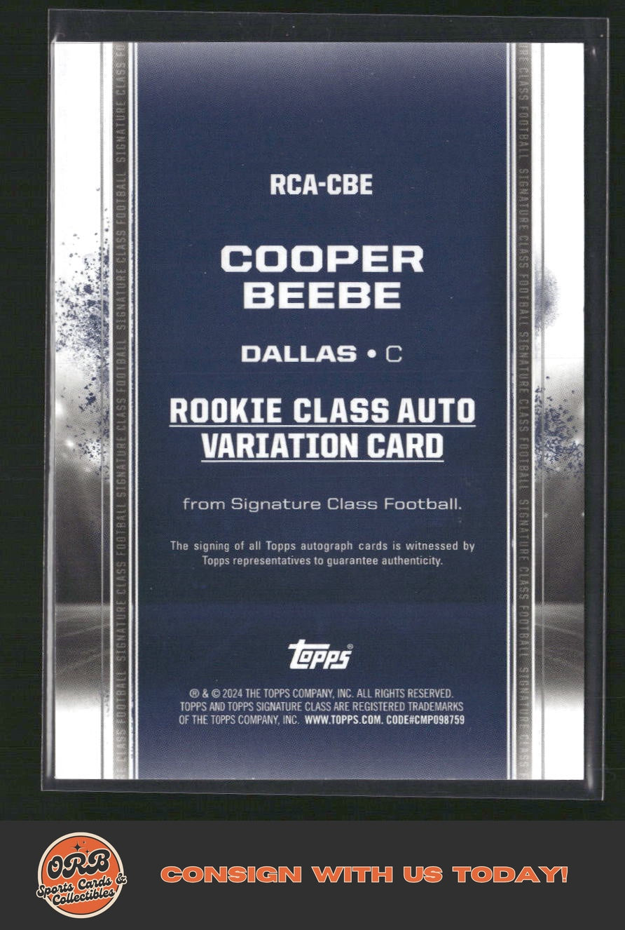 Cooper Beebe 2024 Topps Signature Class #98 - Back