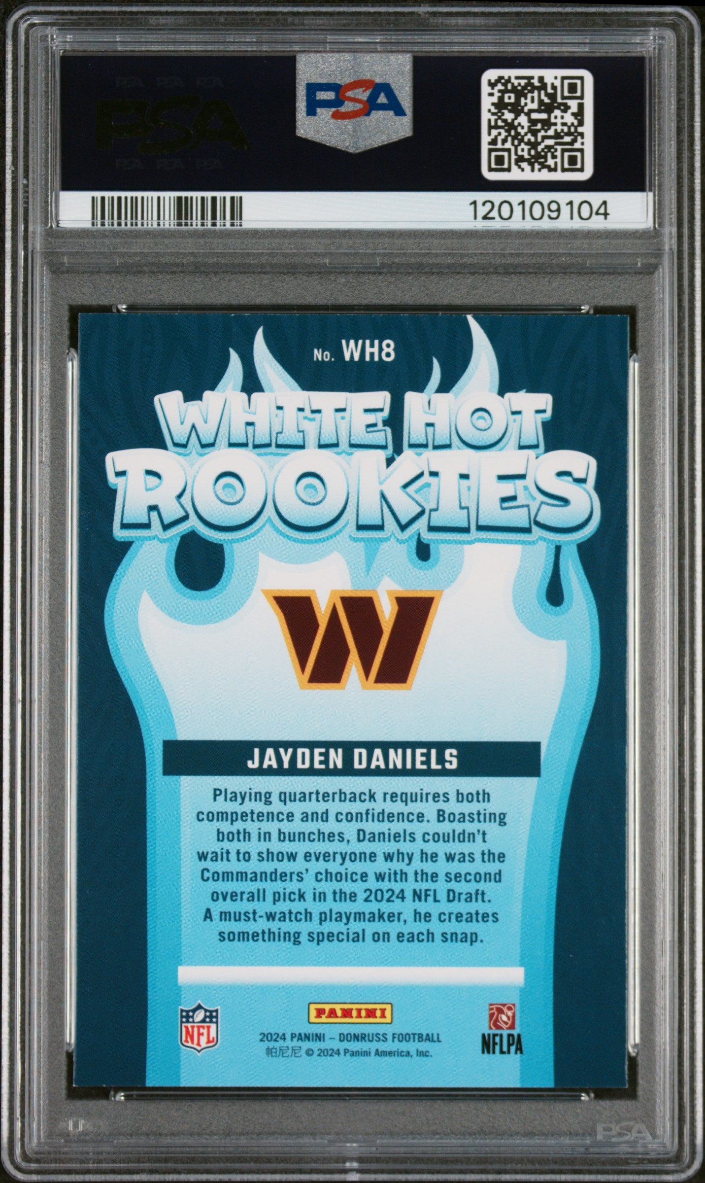 Jayden Daniels 2024 Panini Donruss White Hot Rookies #WH8 PSA 8 - Back
