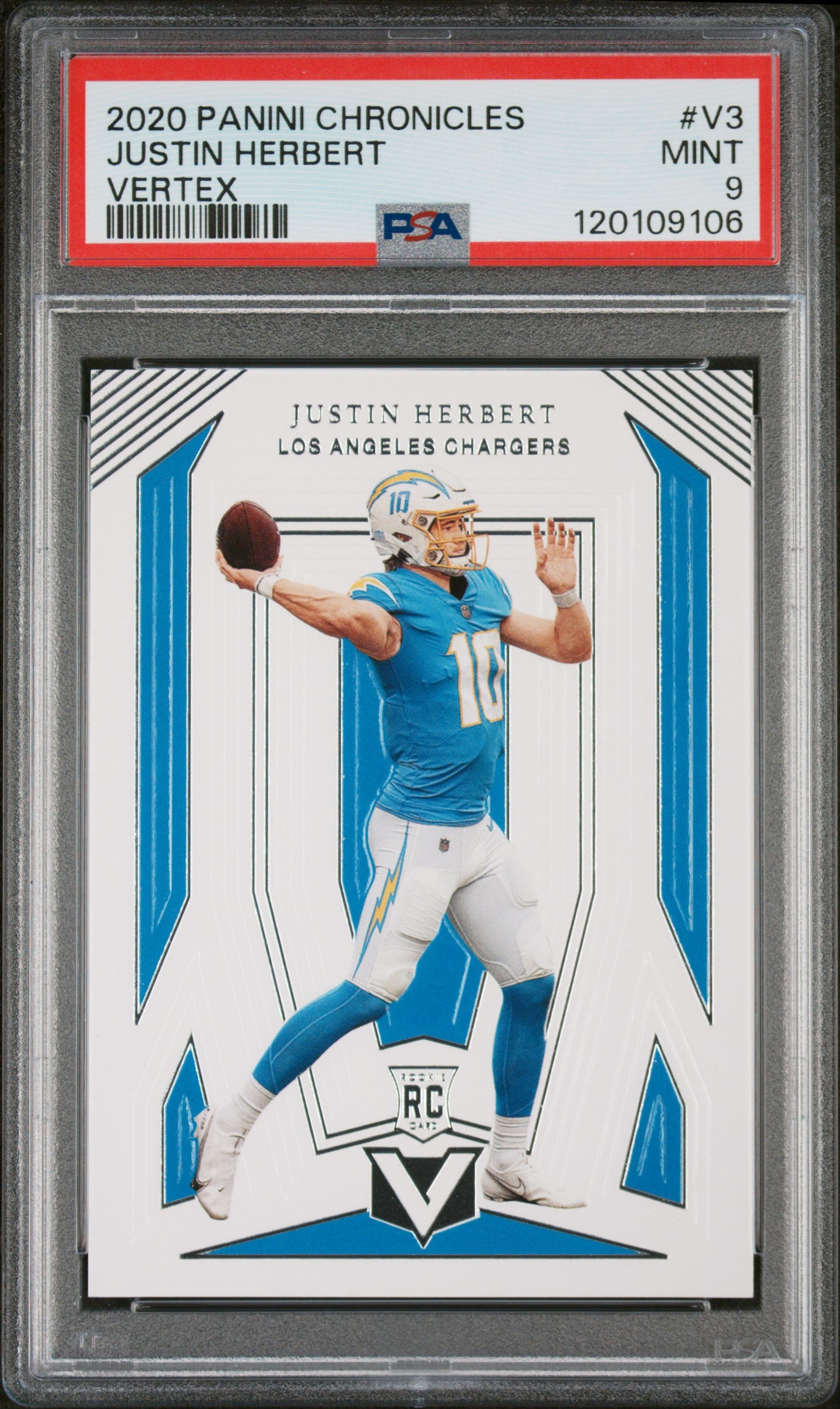 Justin Herbert 2020 Panini Chronicles Vertex #V3 Vertex PSA 9 - Front