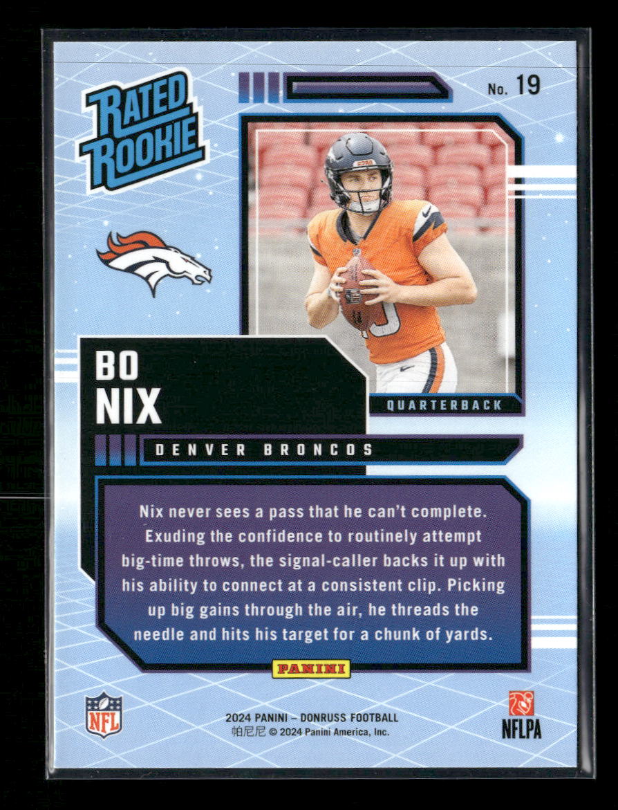 Bo Nix 2024 Donruss #19 Rated Rookies Retro - Back