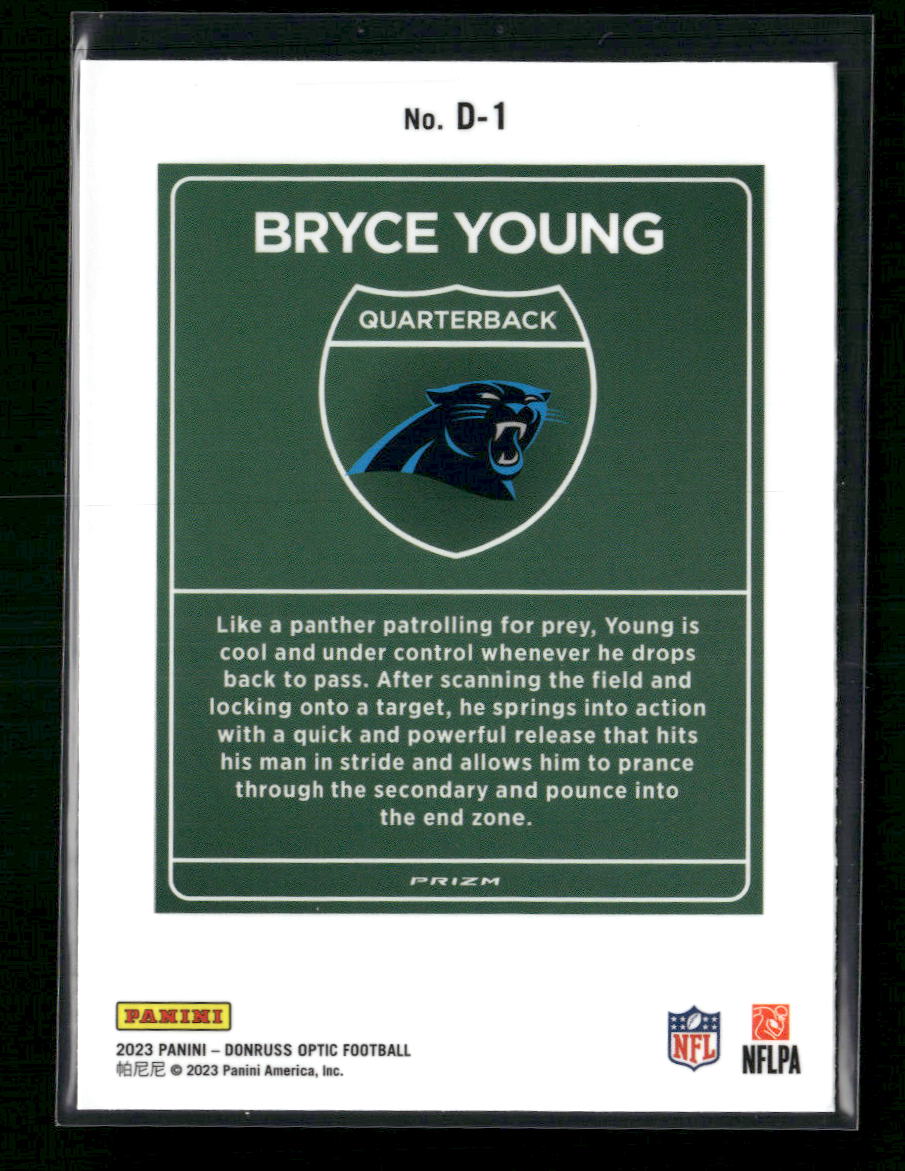 Bryce Young 2023 Donruss Optic #D-1 Downtown! - Back