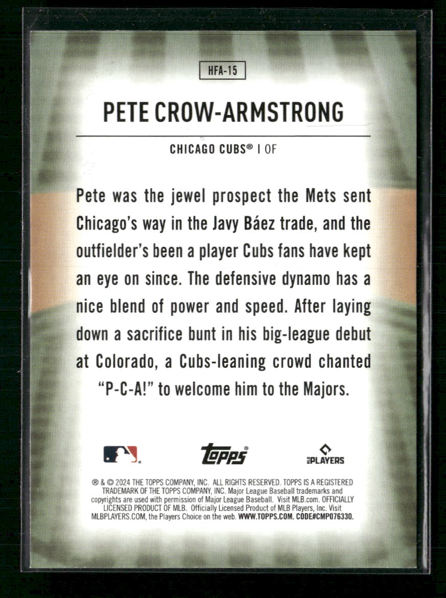 Pete Crow-Armstrong 2024 Topps #HFA-15 Home Field Advantage - Back