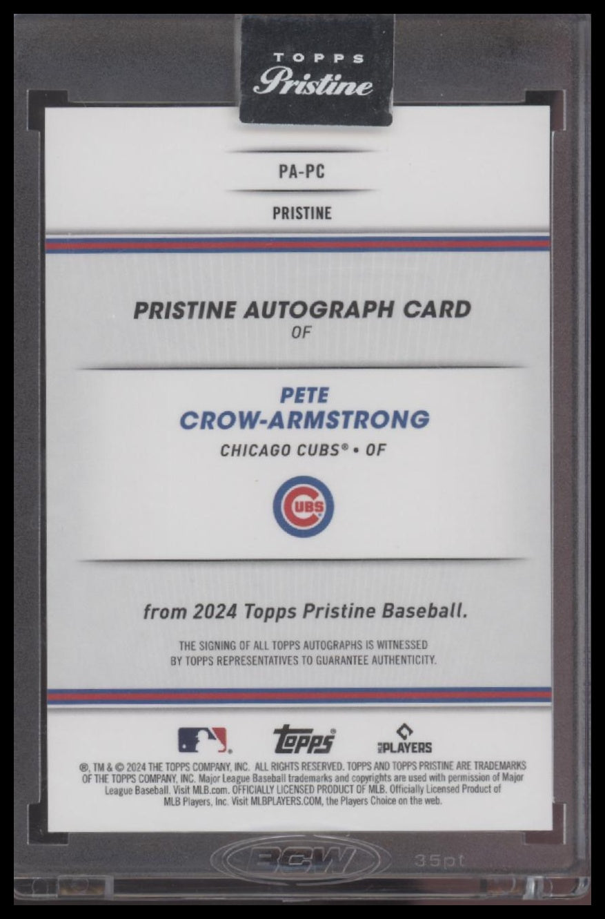 Pete Crow-Armstrong 2024 Pristine Auto Green Pristine Refractors #/150 - Back