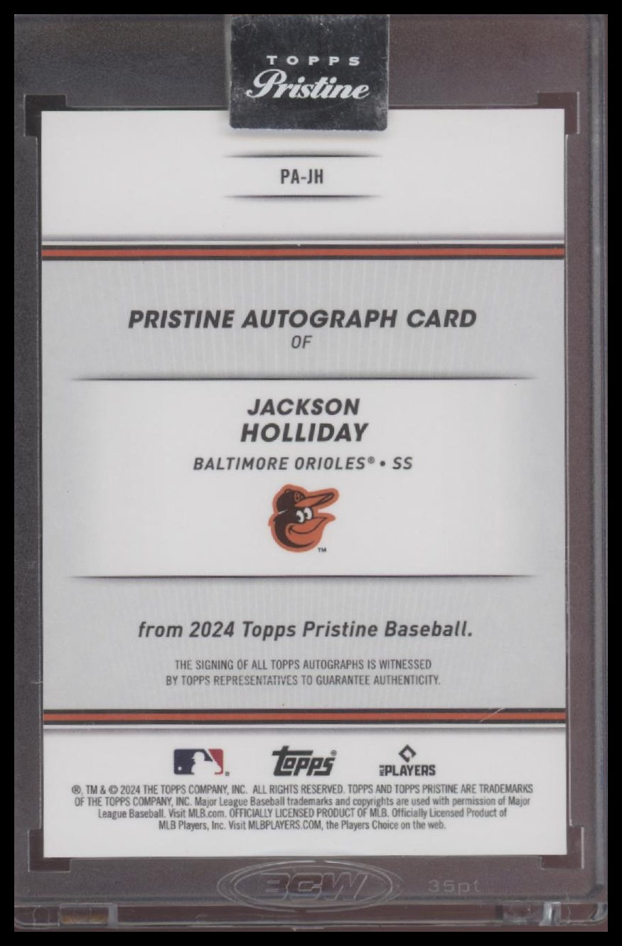 Jackson Holliday 2024 Topps Pristine #PA-JH Pristine Autographs - Back