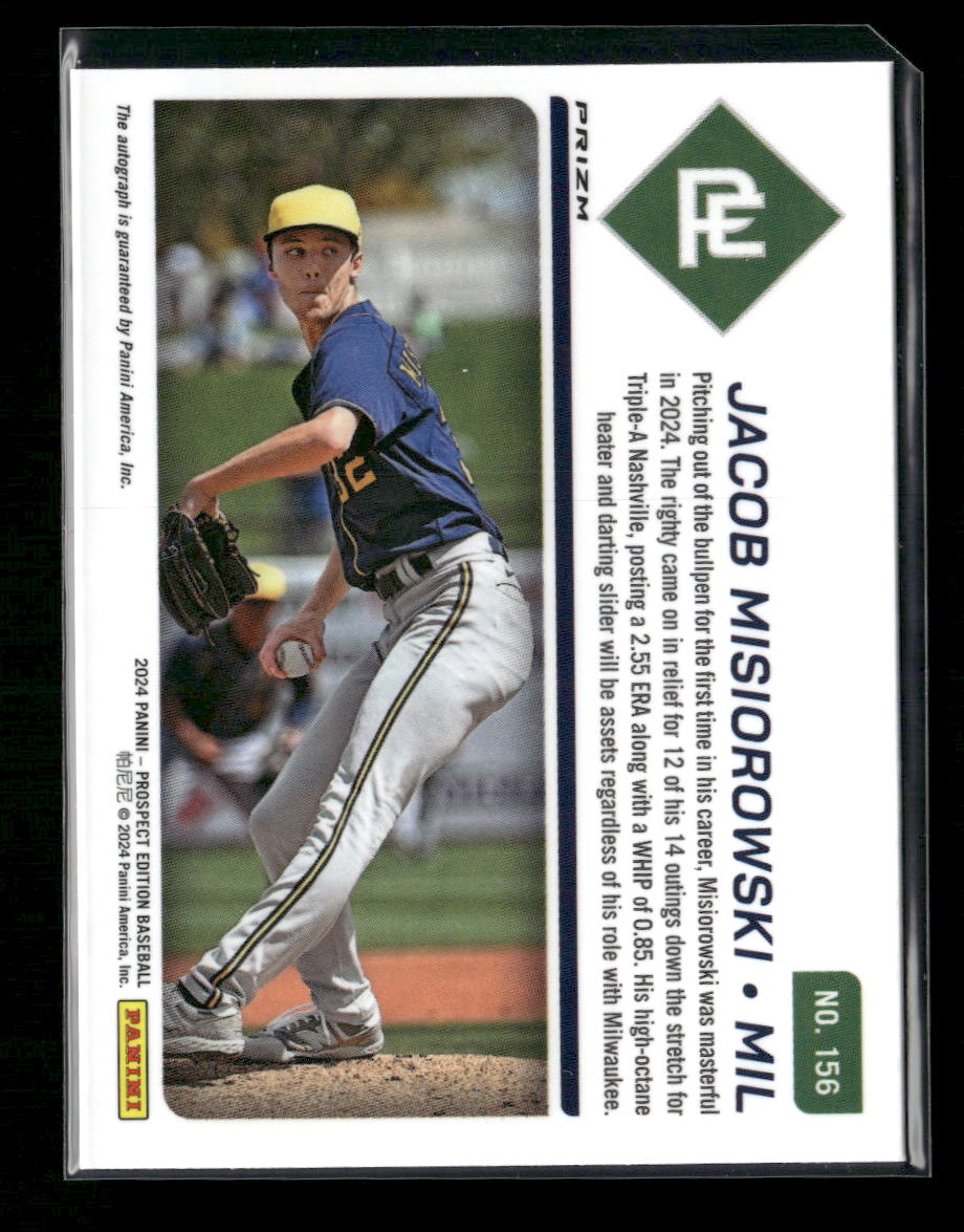 Jacob Misiorowski 2024 Panini Prospect Edition #156 Holo - Back