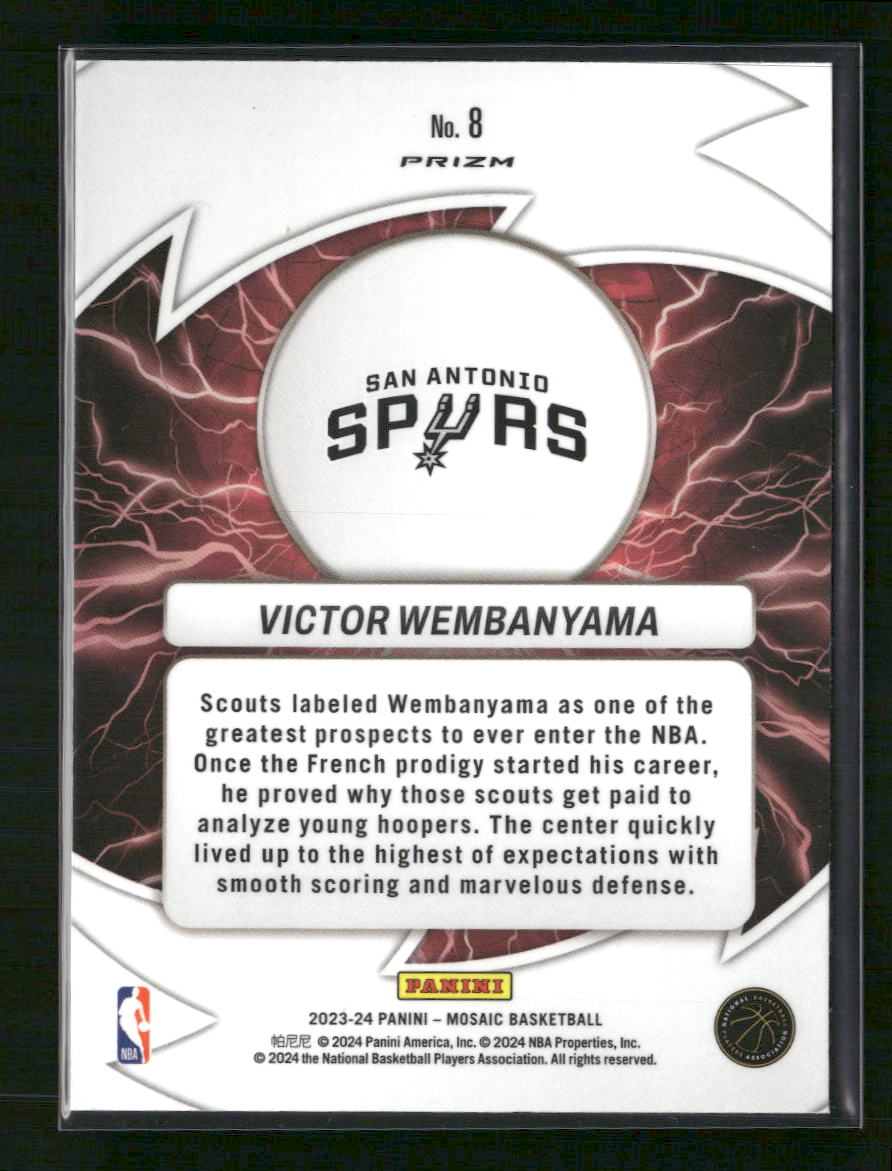 Victor Wembanyama 2023-24 Panini Mosaic #8 Thunder Road Mosaic Green - Back
