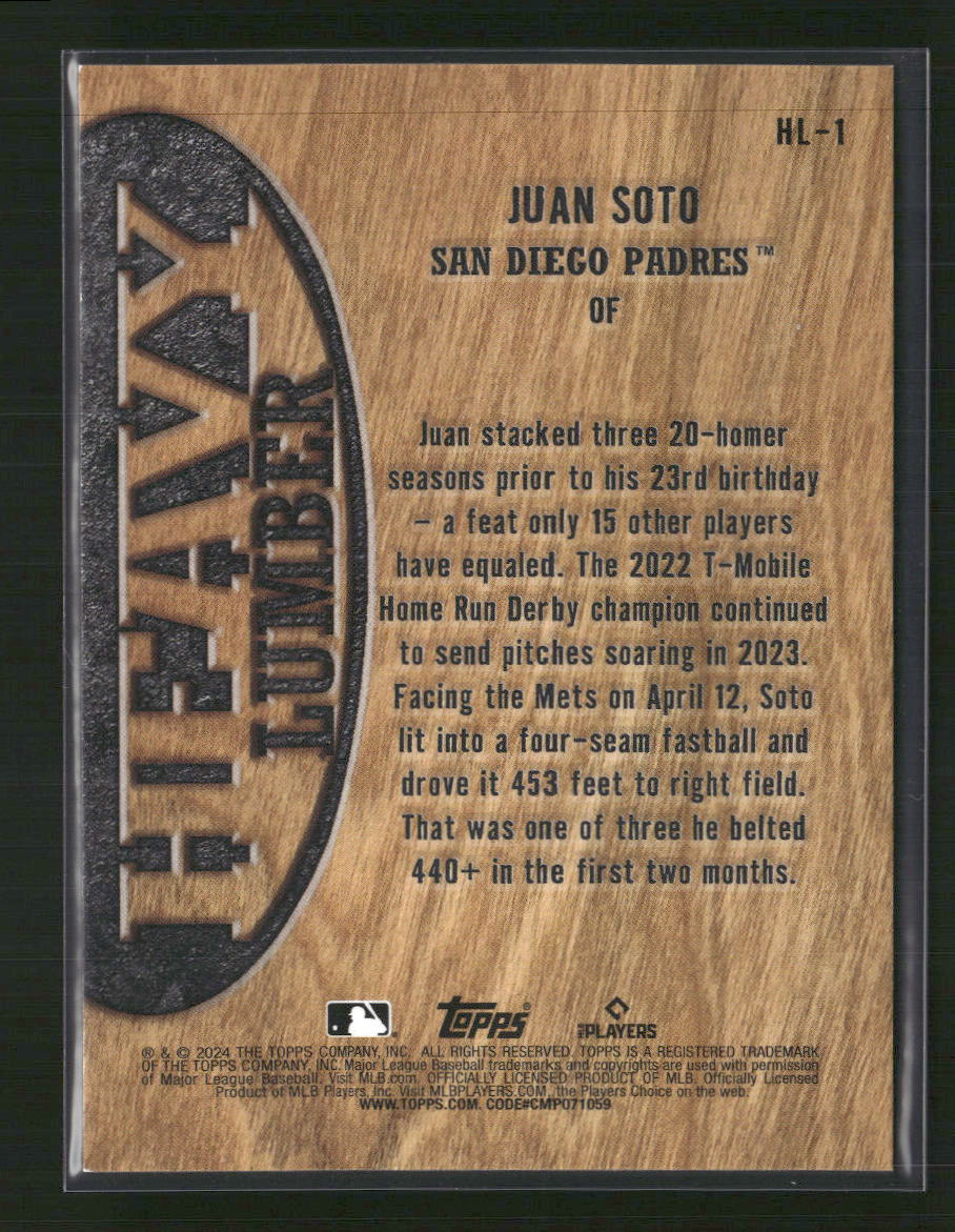 Juan Soto 2024 Topps #HL-1 Heavy Lumber - Back