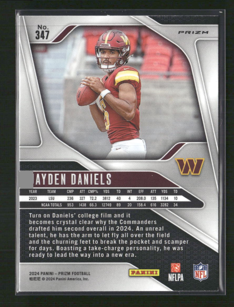Jayden Daniels 2024 Panini Prizm #347 Orange Disco Prizm - Back