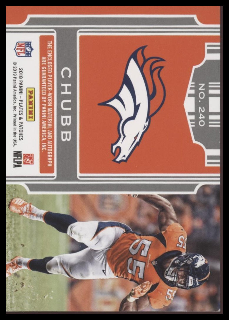 Bradley Chubb 2018 Panini Plates & Patches #240 Green #/25 - Back