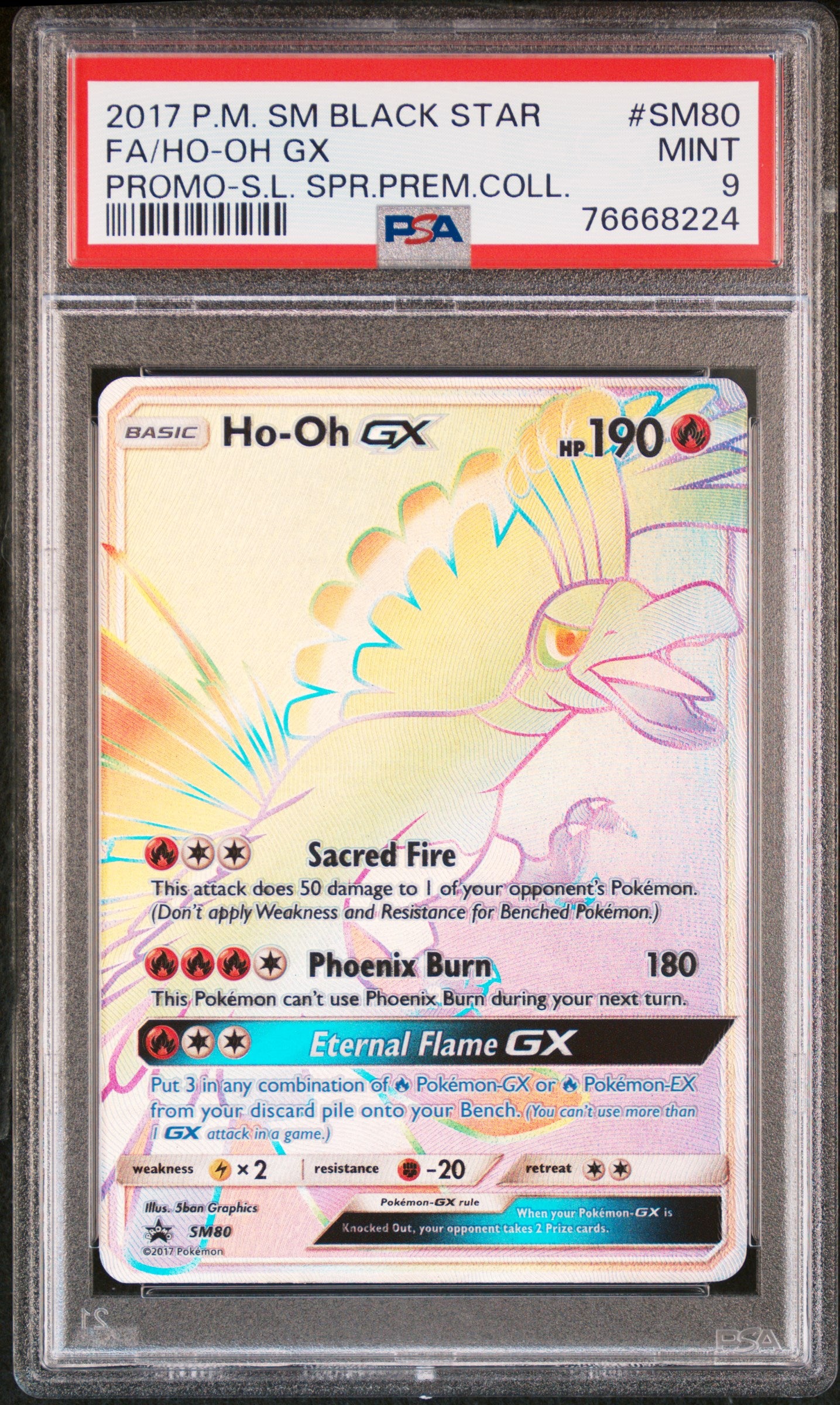 Fa/Ho-Oh Gx 2017 Pokemon Sm Black Star Promo #SM80 Spr.Prem.Coll. PSA 9 - Front