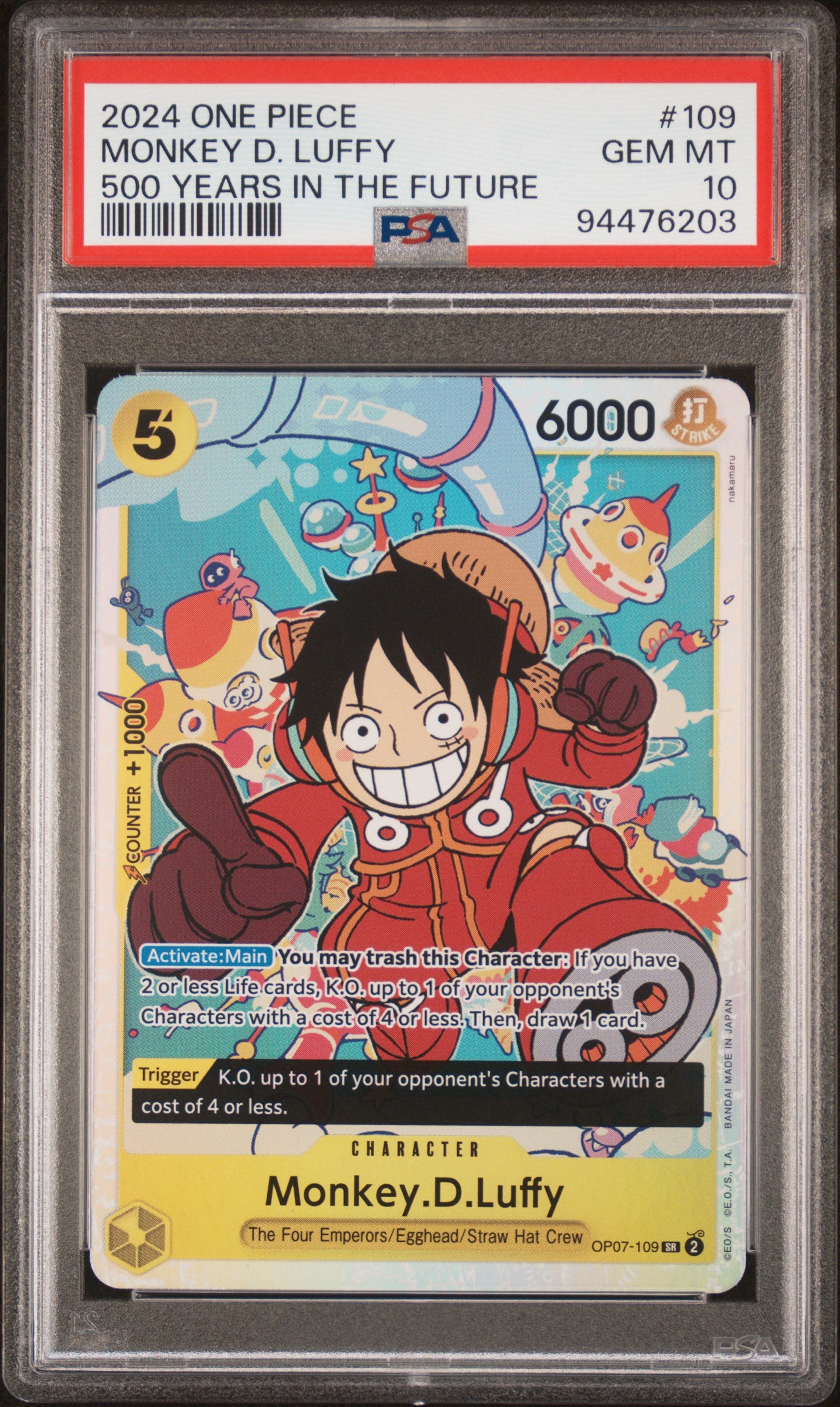 Monkey D. Luffy 2024 One Piece Op07-500 Years In The Future #109 PSA 10 - Front
