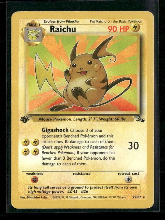 Raichu 1st Edition (29) Fossil #29/62 - Front