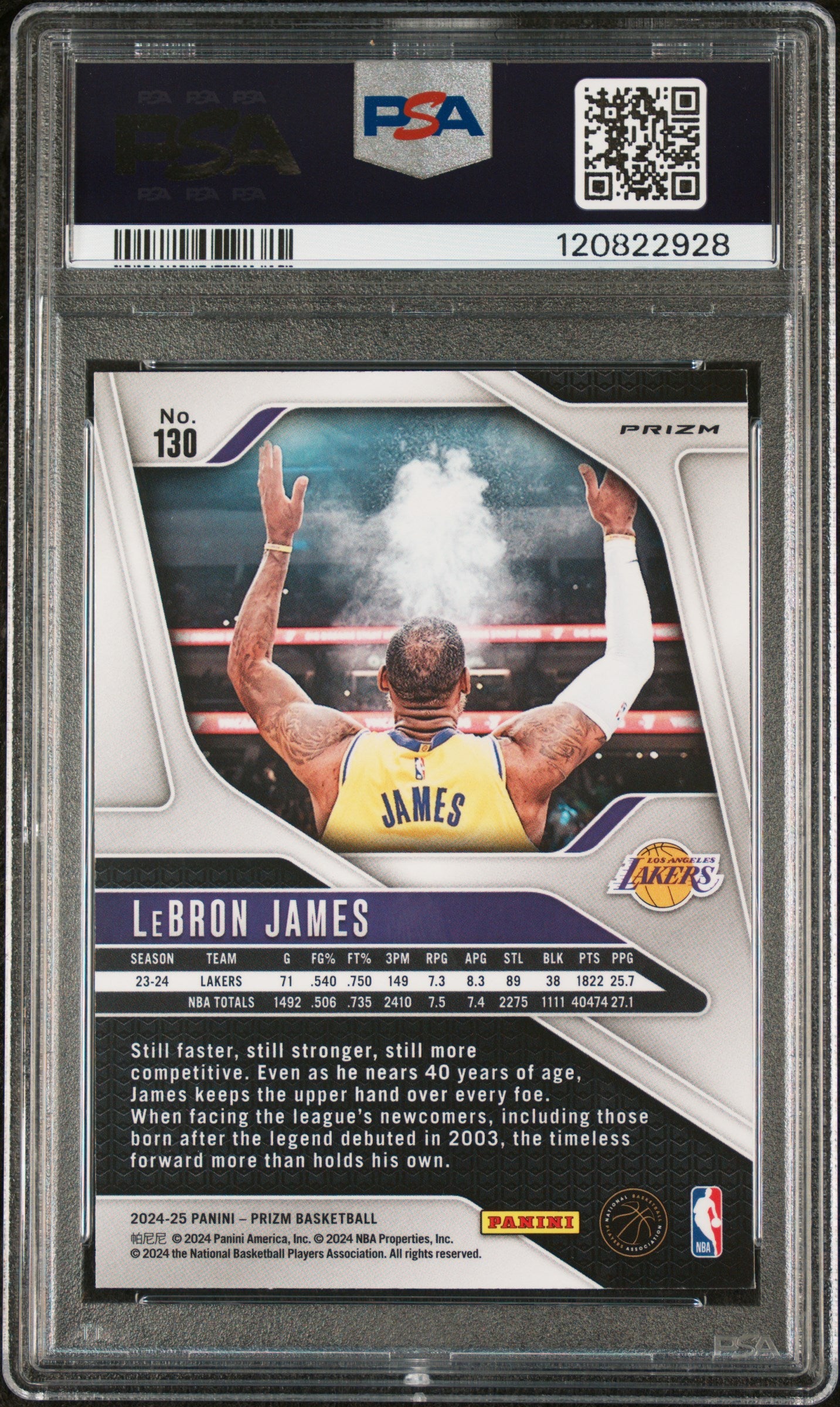 Lebron James 2024 Panini Prizm #130 Silver Prizm PSA 9 - Back