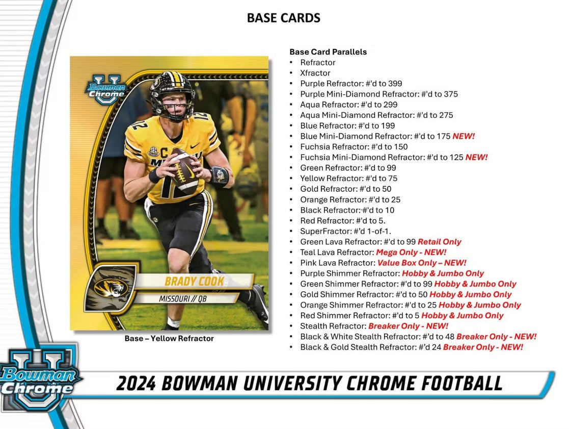 Caja de fútbol para aficionados de la Universidad Bowman 2024 cromada