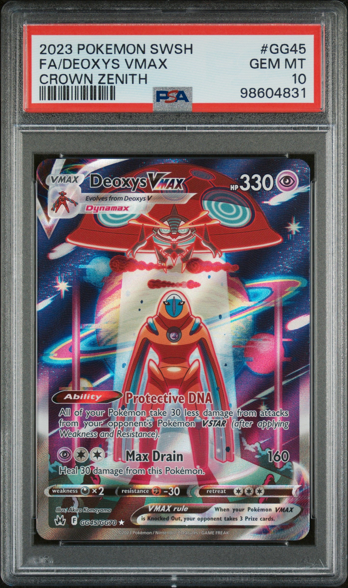 Fa/Deoxys Vmax 2023 Pokemon Sword And Shield Crown Zenith #GG45 - PSA 10 - Front