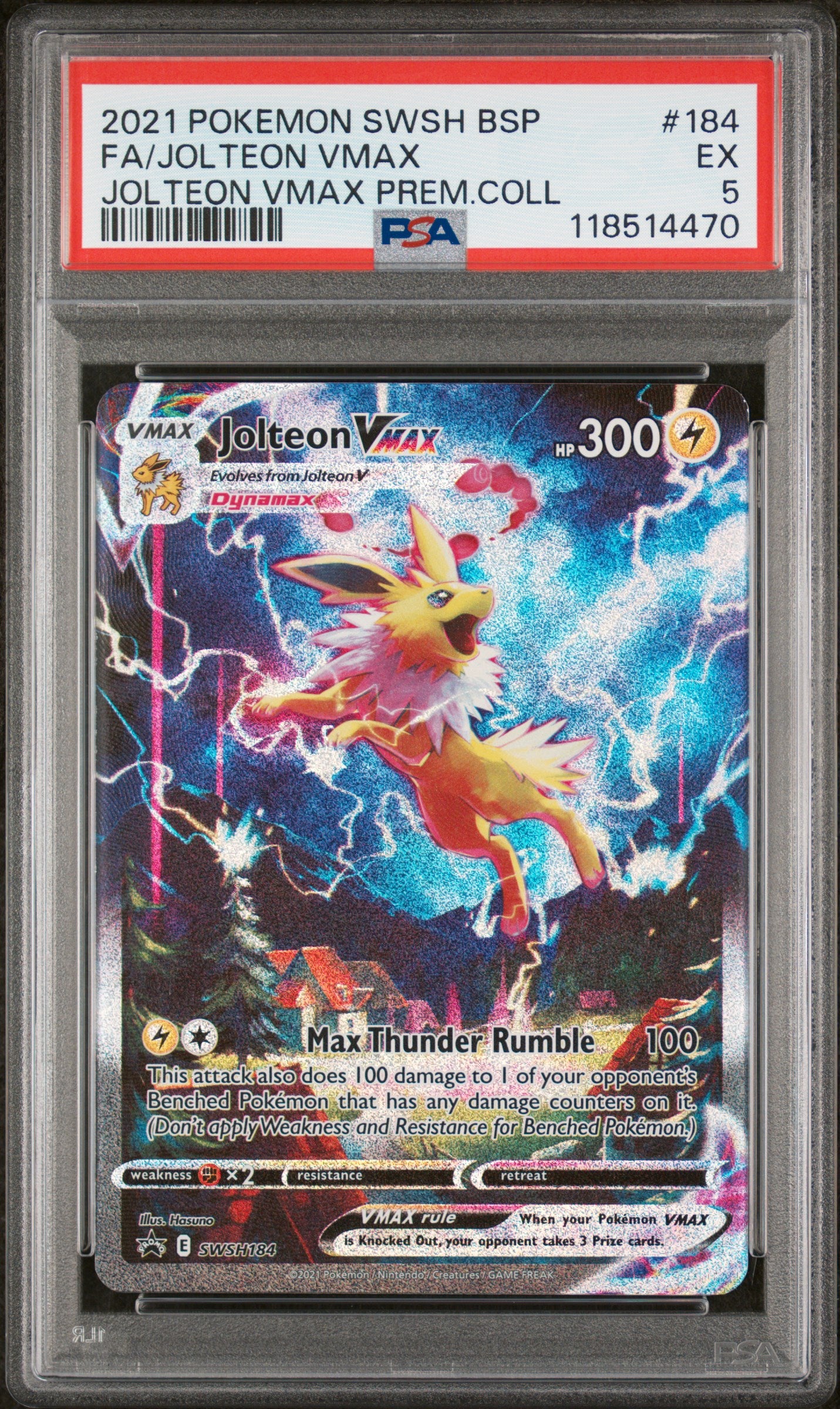 Jolteon Vmax 2021 Pokemon Swsh Black Star Promo #184 - PSA 5 - Front