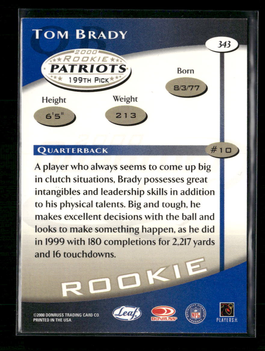 Tom Brady 2000 Quantum Leaf #343 - Back