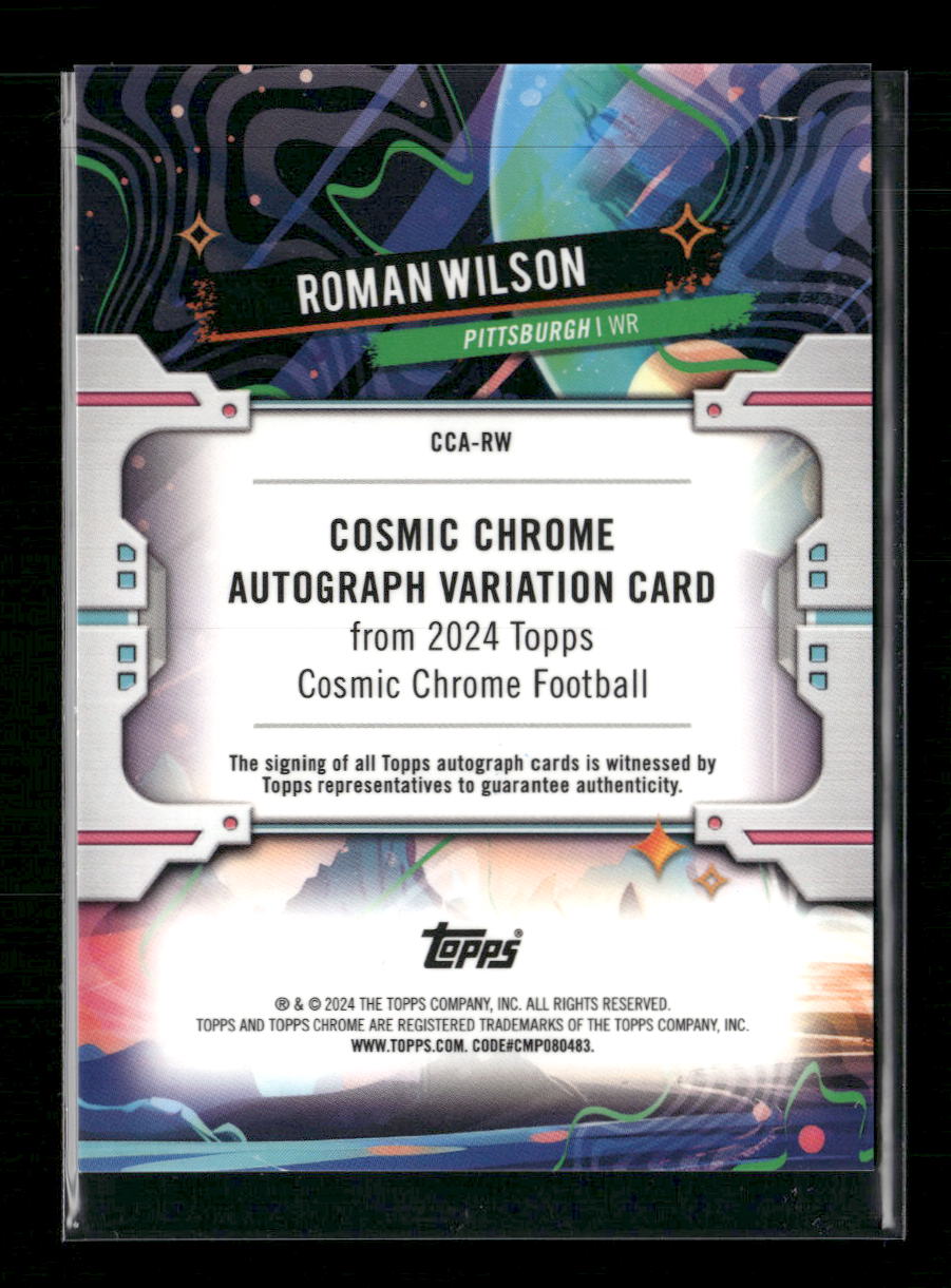 Roman Wilson 2024 Topps Chrome Cosmic #CCA-RW Autographs Black Refractors #/10 - Back
