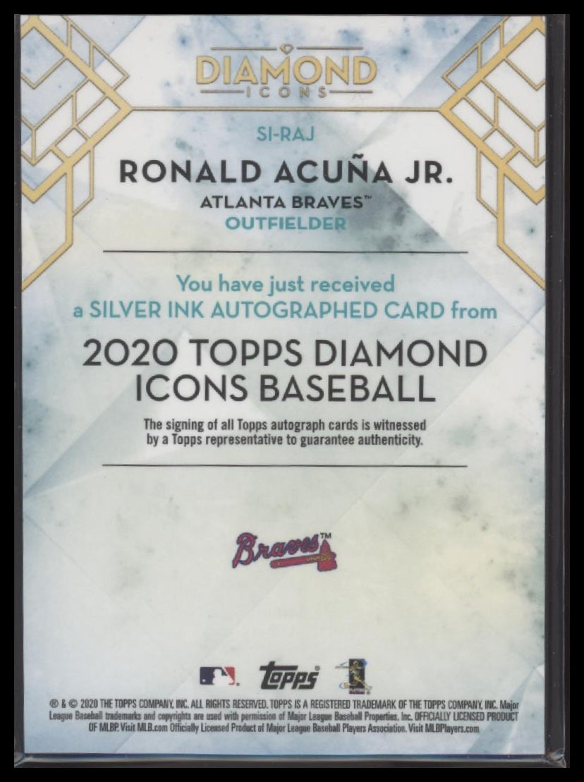 Ronald Acuña Jr. 2020 Topps Diamond Icons #SI-RAJ Silver Ink Autographs #/25 - Back