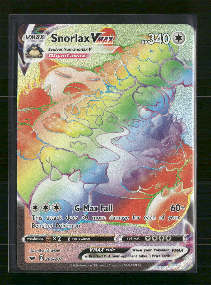 Snorlax VMAX (Secret) SWSH01: Sword & Shield Base Set #206/202 - Front