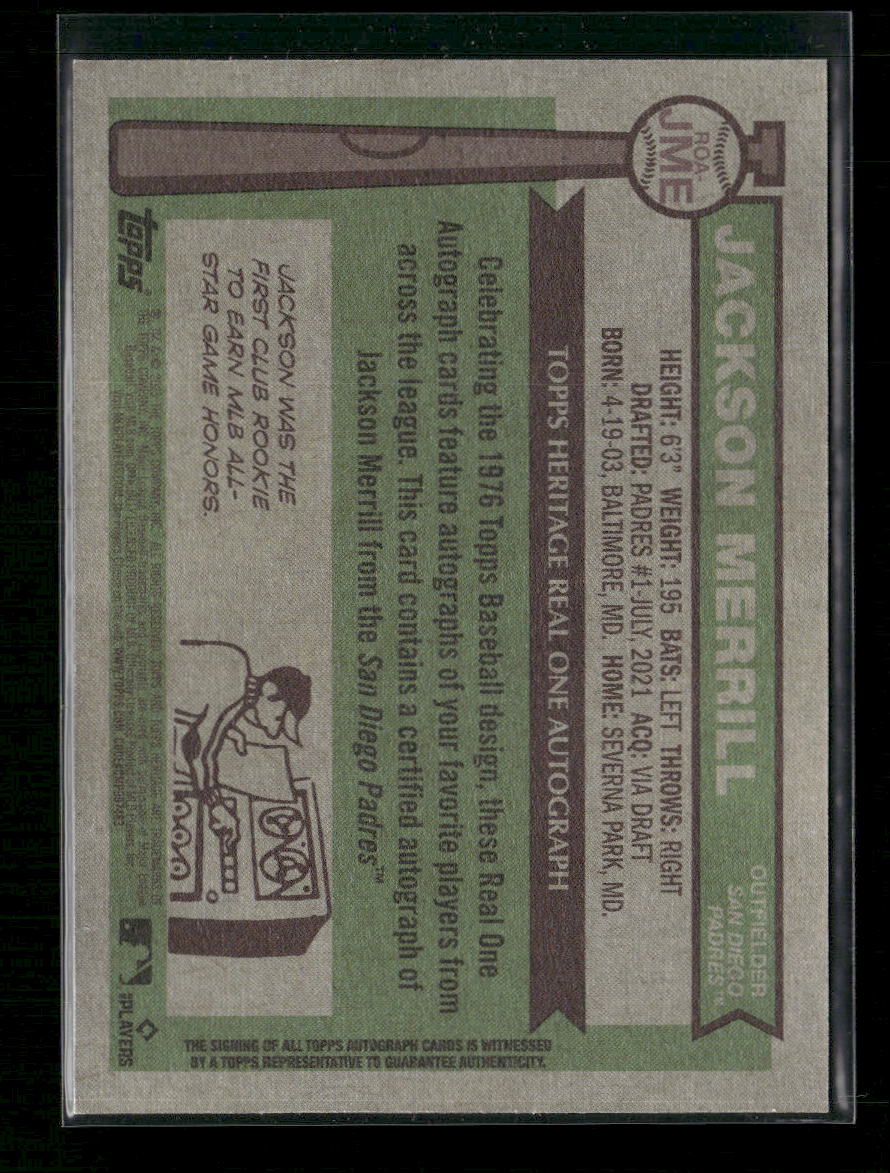 Jackson Merrill 2025 Topps Heritage #ROA-JME Real One Autographs - Back