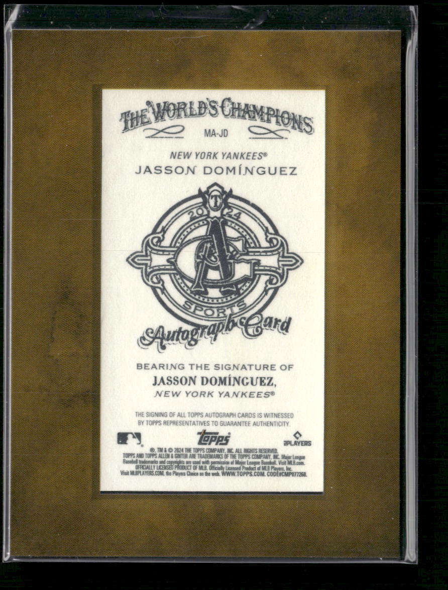 Jasson Domínguez 2024 Topps Allen & Ginter #MA-JD Framed Mini Baseball Auto - Back