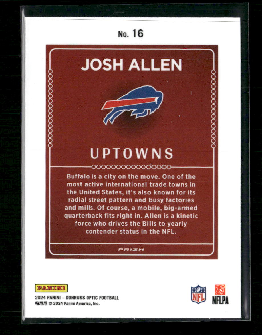 Josh Allen 2024 Donruss Optic #16 Uptowns - Back