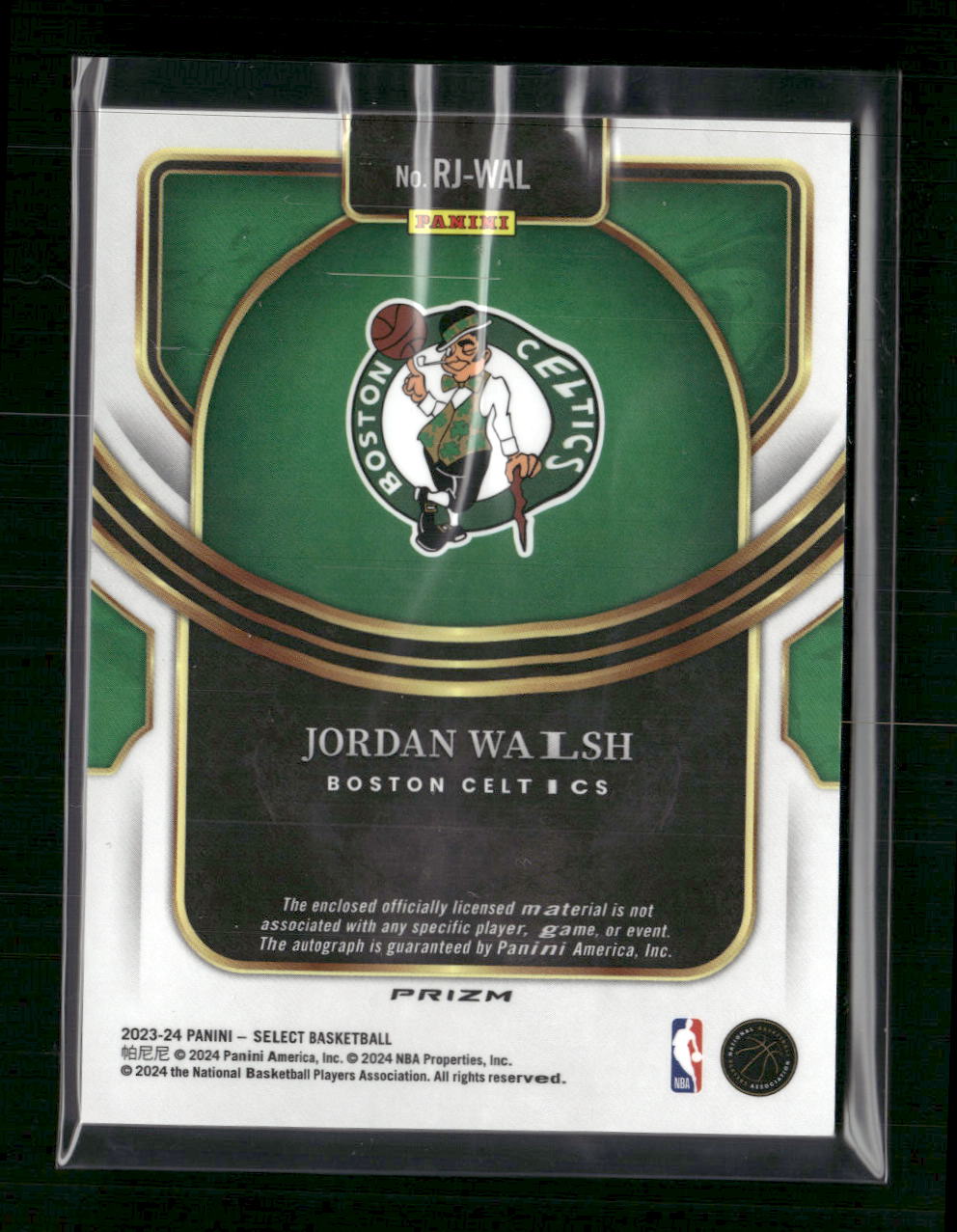 Jordan Walsh 2023-24 Panini Select Rookie Jersey Autographs Red Wave Prizms - Back