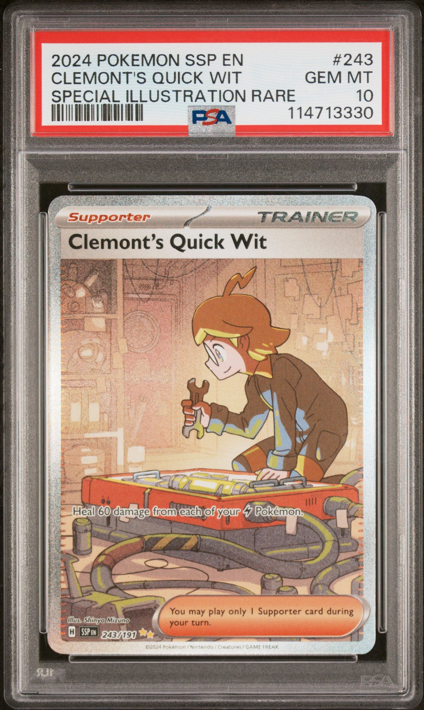 Clemont'S Quick Wit 2024 Pokemon-Surging Sparks #243 SIR PSA 10 - Front