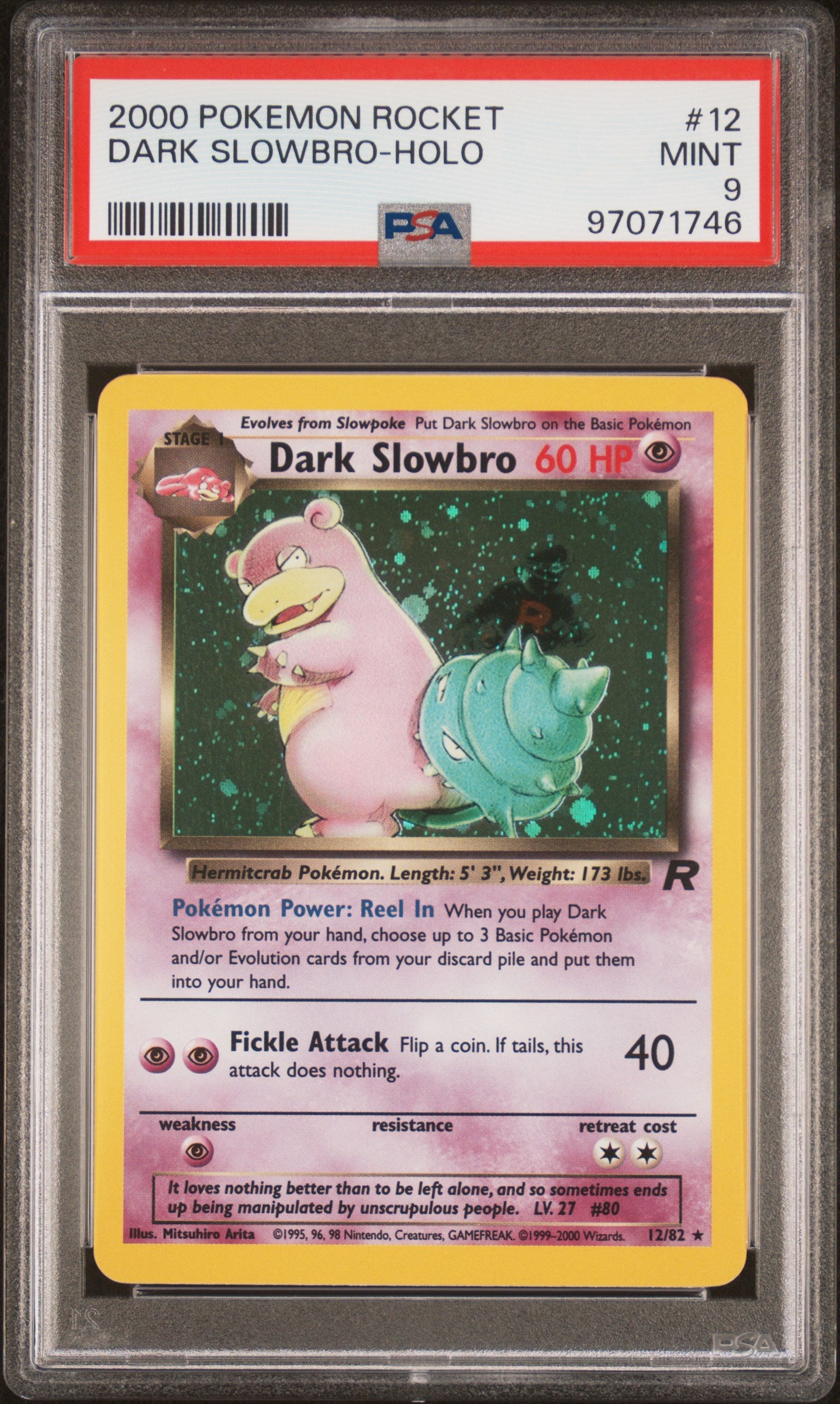Dark Slowbro-Holo 2000 Pokemon Rocket #12 PSA 9 - Front