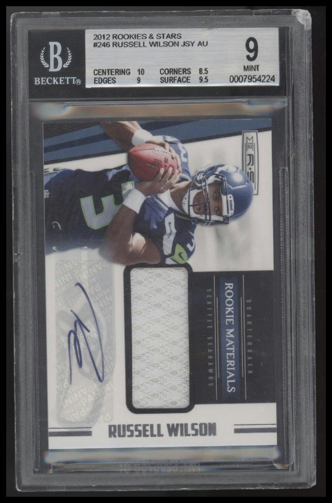 Russell Wilson JSY AU RC 2012 Rookies and Stars #246 BGS 9.0
