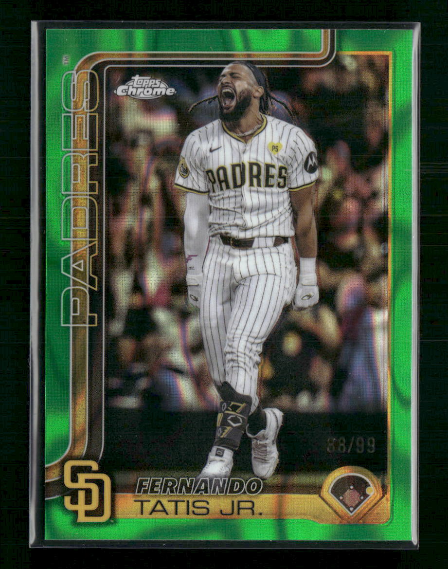 Fernando Tatis Jr. 2025 Topps Chrome #159 Green Refractors #/99