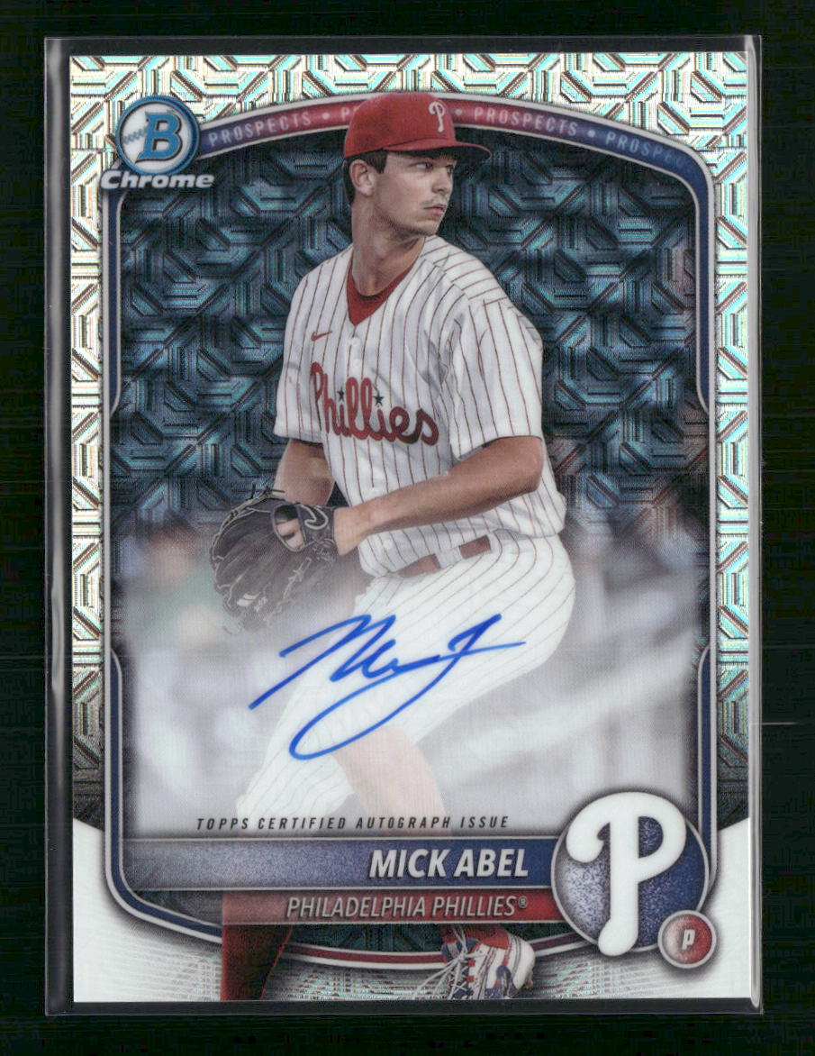 Mick Abel 2025 Bowman #BMA-MA Chrome Prospects Autographs Mojo Refractor
