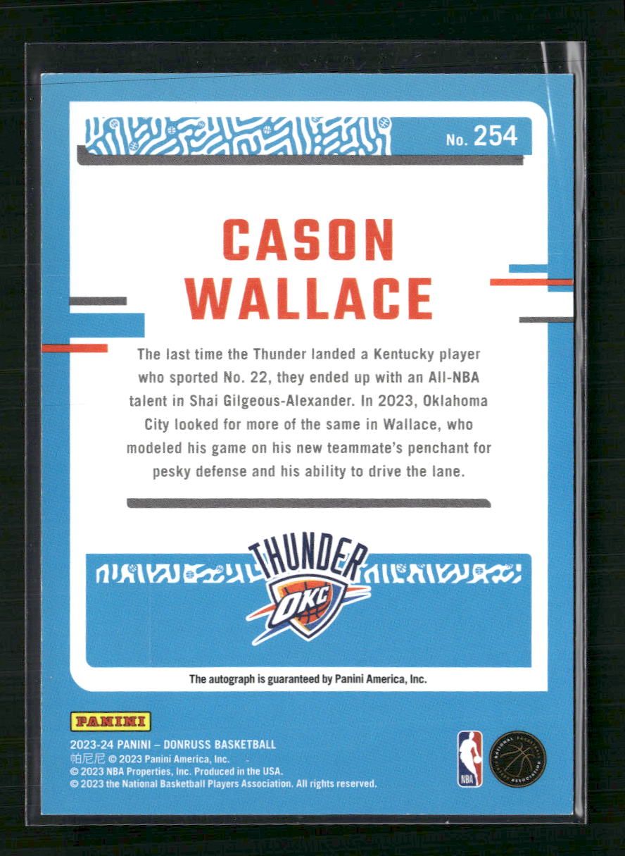Cason Wallace 2023-24 Donruss #254 Rated Rookies Signatures Blue Laser Holo #/25
