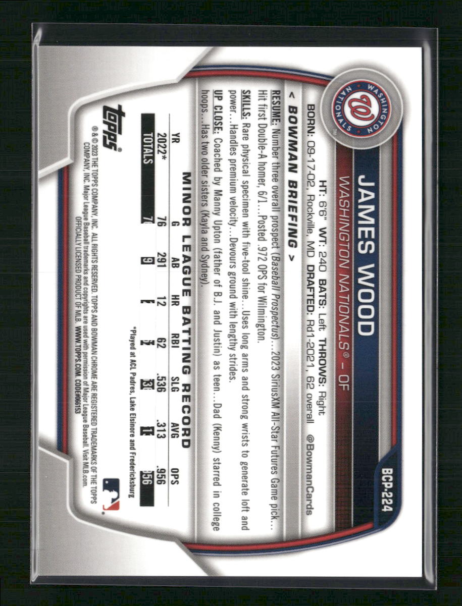 James Wood 2023 Bowman Chrome #BCP-224 Prospects Gold Shimmer Refractor #/50
