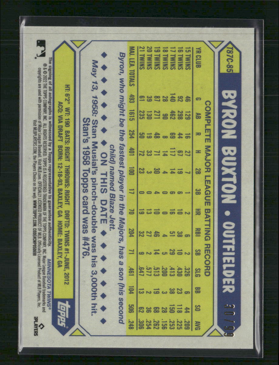 Byron Buxton 2022 Topps #T87C-85 1987 #/99