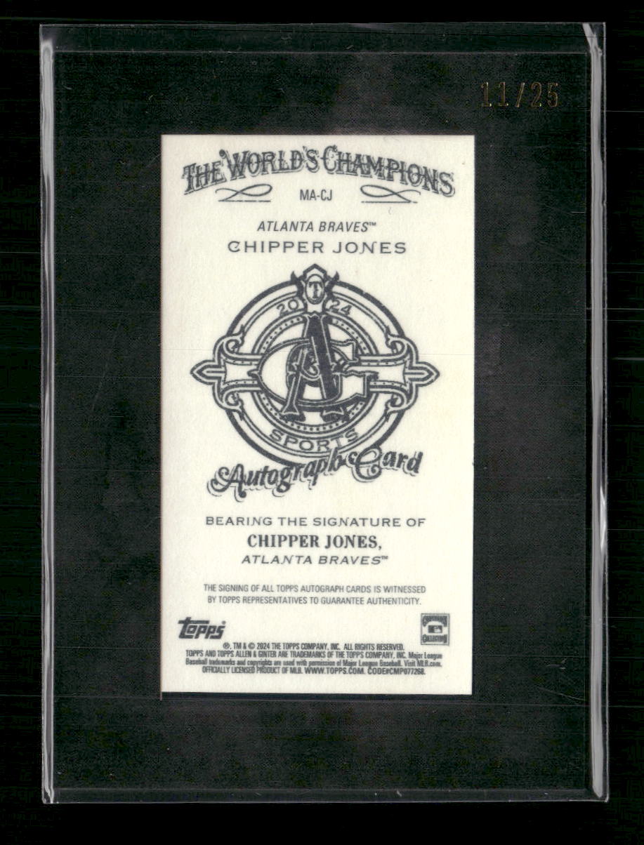 Chipper Jones 2024 Topps A&G #MA-CJ Framed Mini Baseball Autographs Black #/25