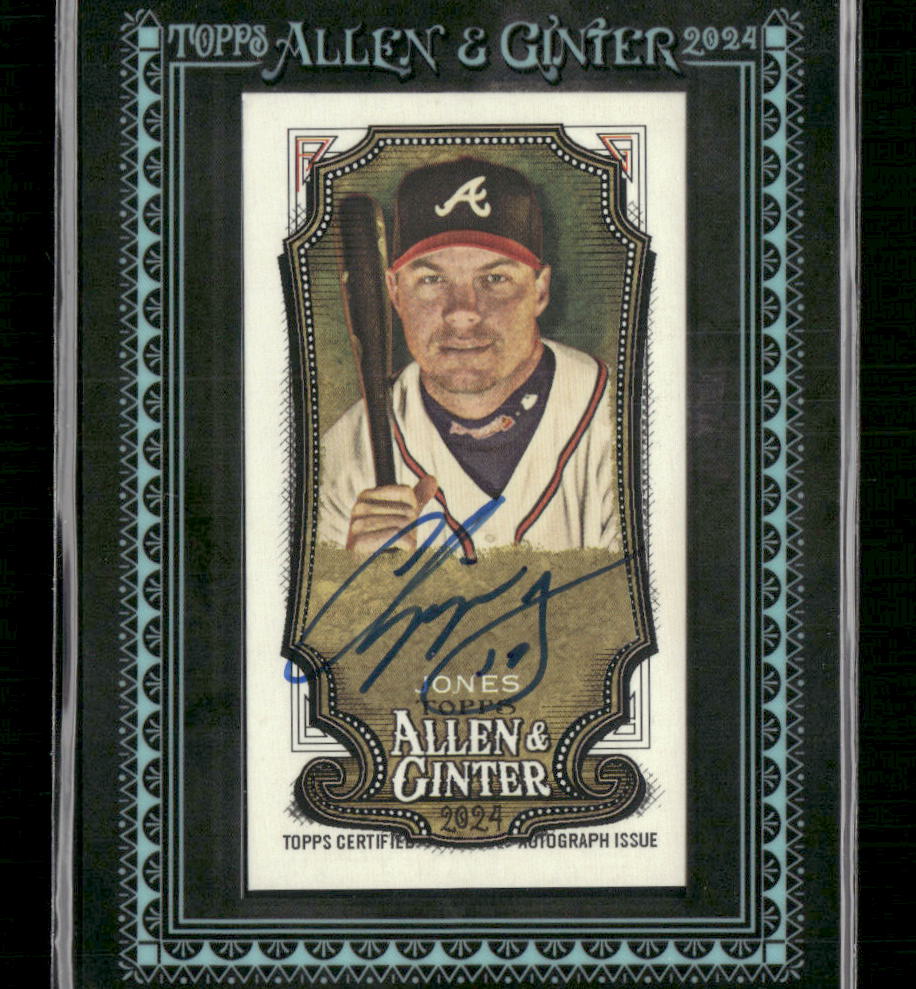 Chipper Jones 2024 Topps A&G #MA-CJ Framed Mini Baseball Autographs Black #/25