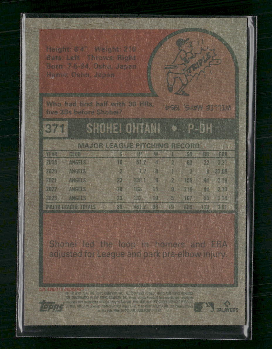Shohei Ohtani 2024 Topps Heritage #371 Chrome Purple Refractor