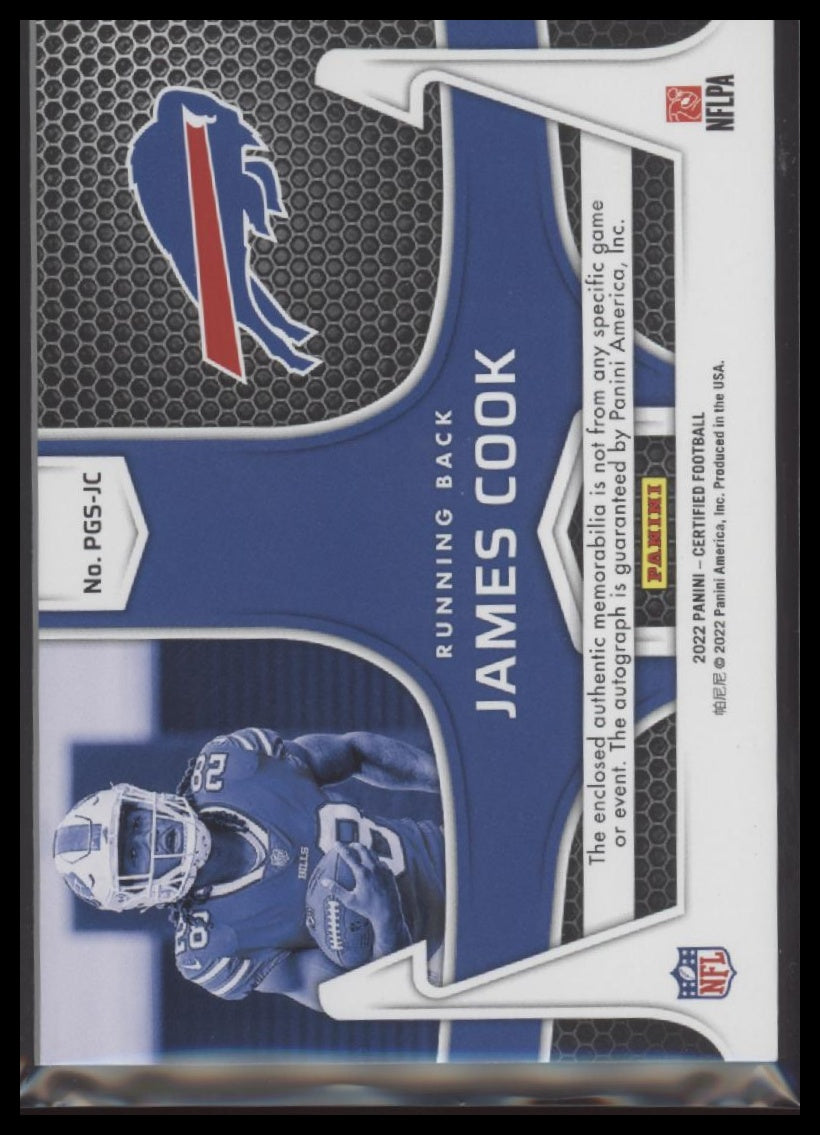 James Cook 2022 Panini Certified #PGS-JC Piece of the Game Signatures Gold #/25