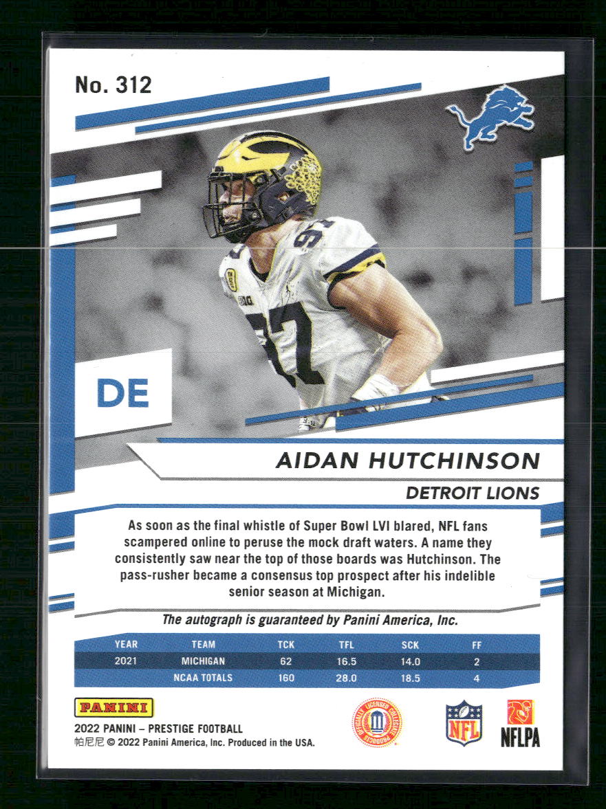 Aidan Hutchinson – 2022 Prestige Xtra Points Auto #158/199