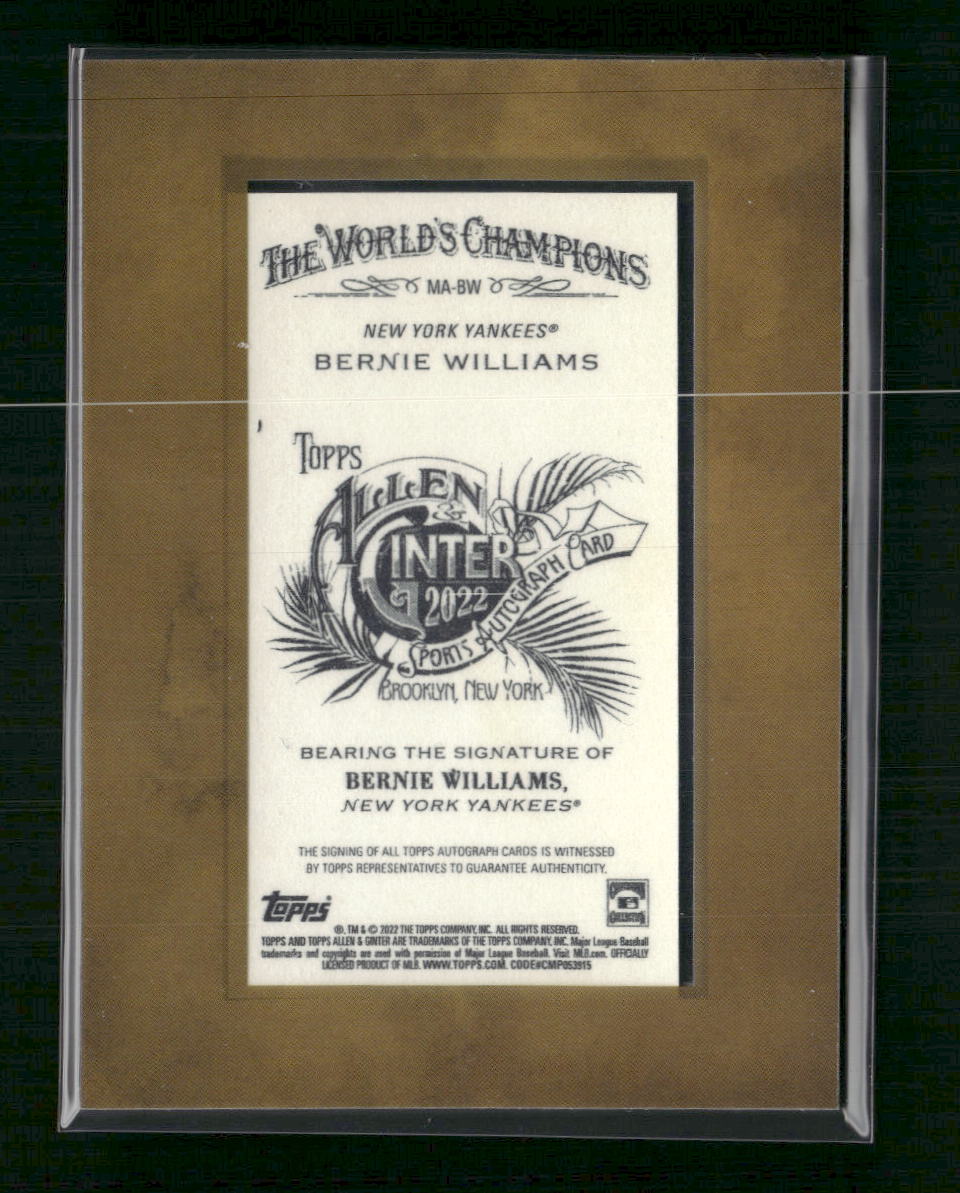 Bernie Williams 2022 Topps Allen & Ginter Auto