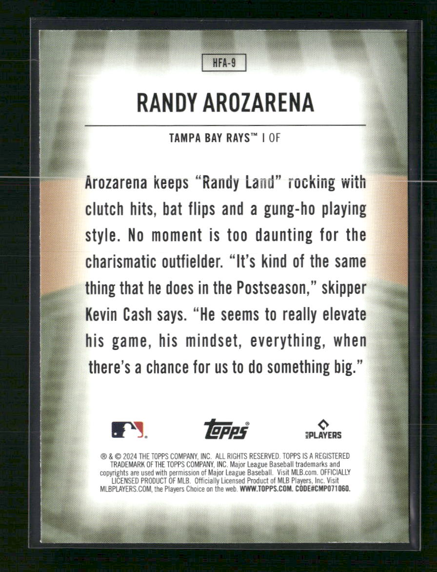 Randy Arozarena 2024 Topps #HFA-9 Home Field Advantage