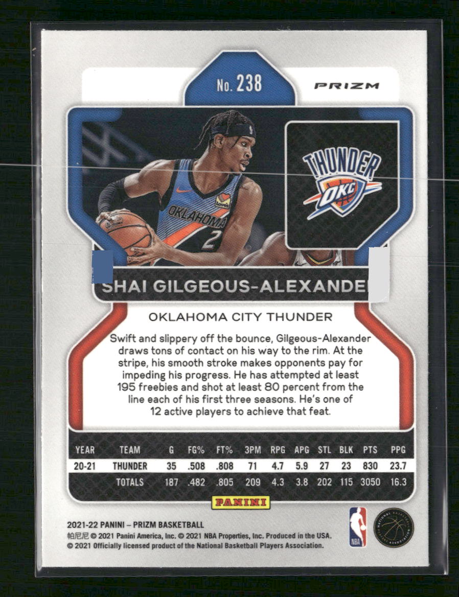 Shai Gilgeous-Alexander 2021-22 Panini Prizm #238 NBA 75th Anniversary