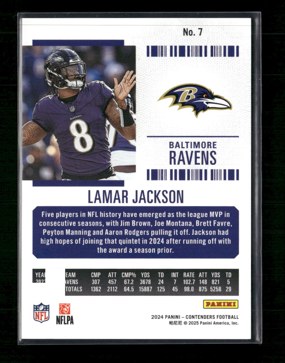 Lamar Jackson 2024 Panini Contenders #7 Divisional Ticket #/149