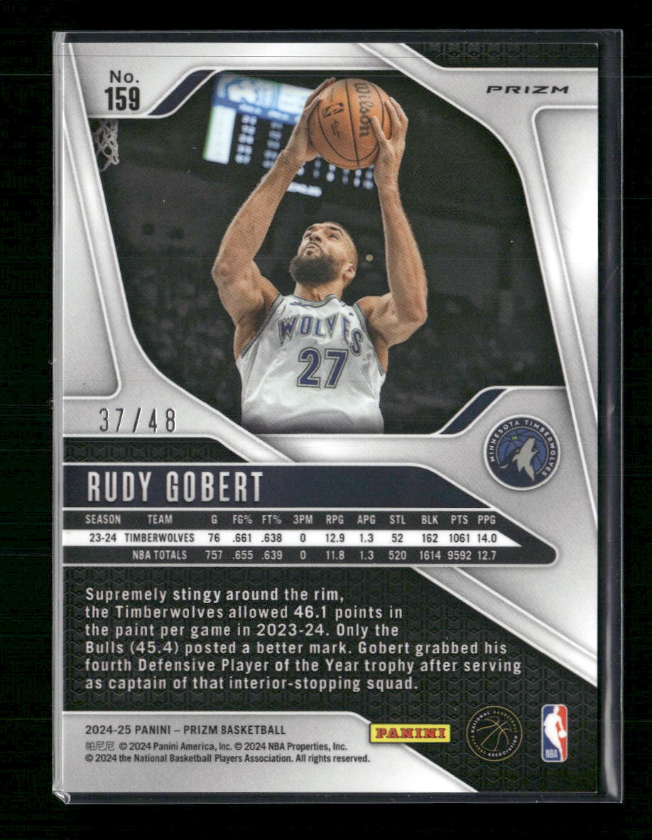 Rudy Gobert 2024-25 Panini Prizm #159 Prizms Jade Dragon Scale #/48