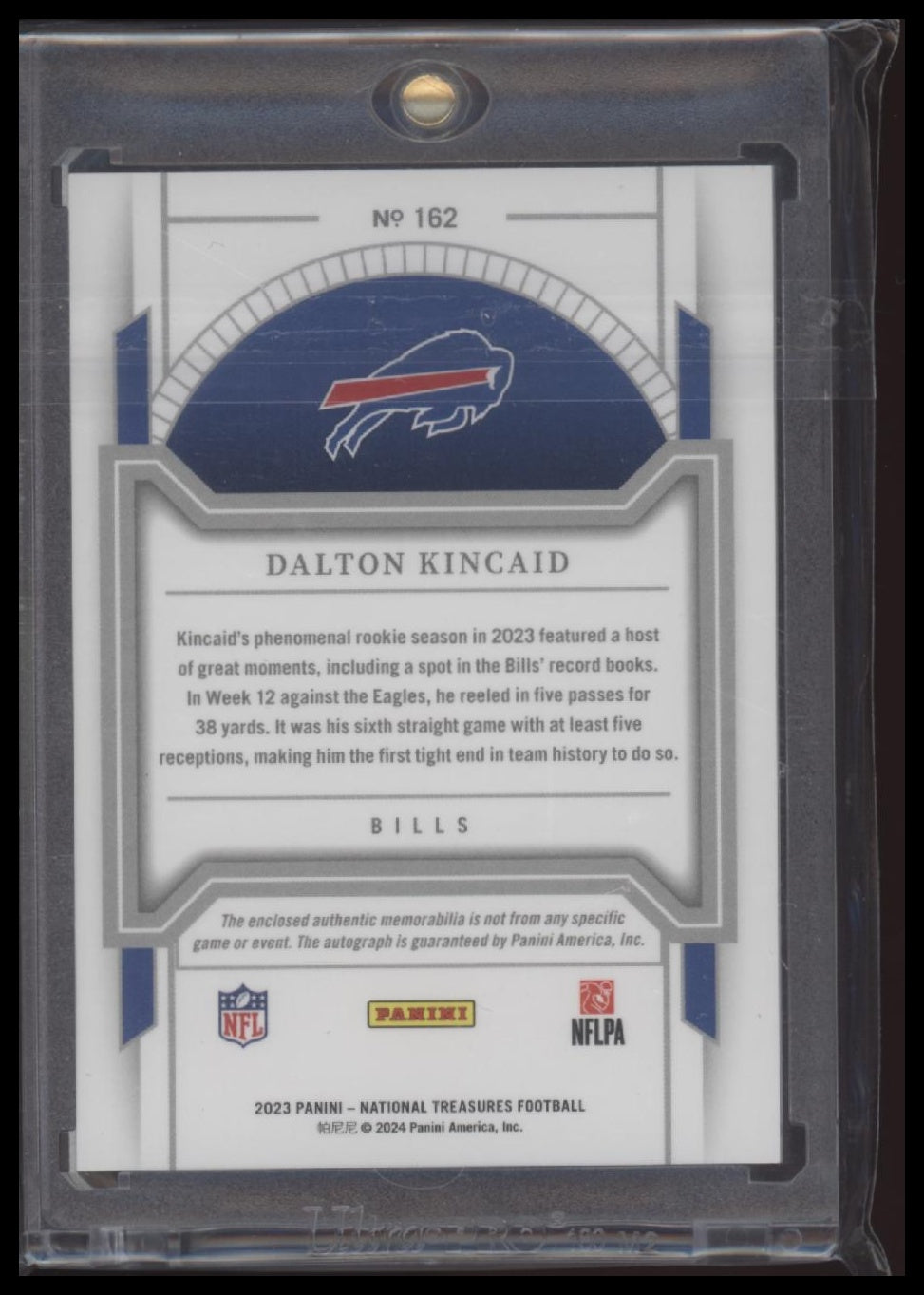 Dalton Kincaid 2023 Panini National Treasures #162 Rookie Patch Autographs /10