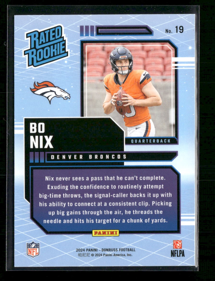 Bo Nix Denver Broncos #19 2024 Donruss Rated Rookie Retro Insert
