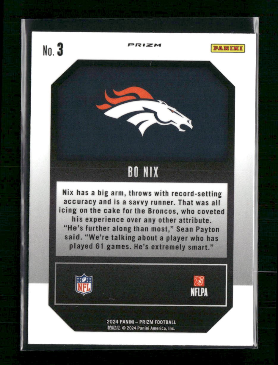 Bo Nix Denver Broncos 2024 Panini Prizm Emergent Rookie Insert